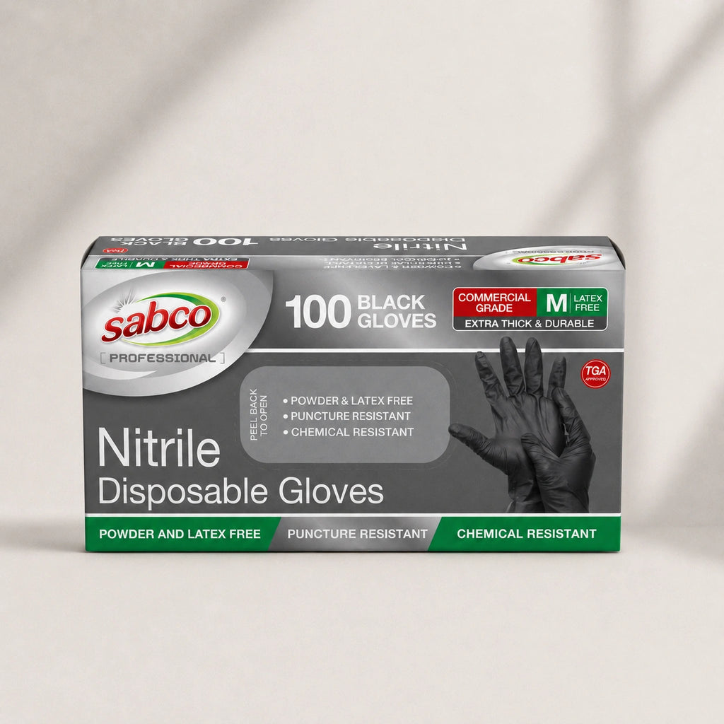 Sabco Nitrile Gloves Medium Black 100 Pcs