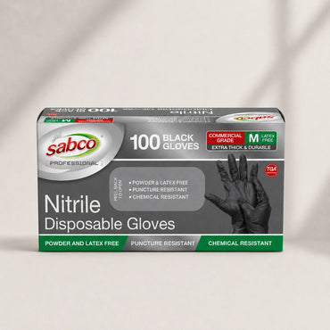 Sabco Nitrile Gloves Medium Black 100 Pcs