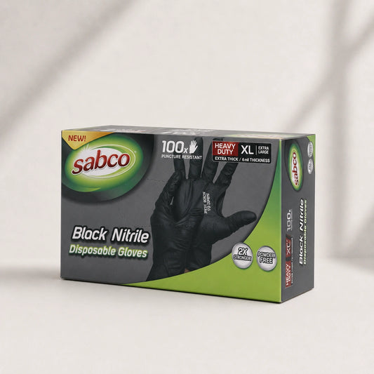 Sabco Nitrile Gloves X-Large Black 100 Pcs