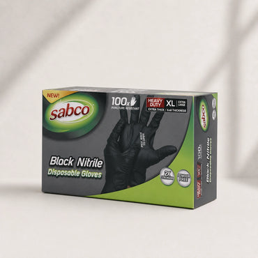 Sabco Nitrile Gloves X-Large Black 100 Pcs
