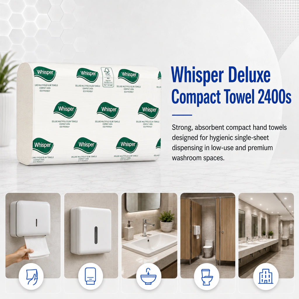 Whisper 3822 Deluxe Compact Hand Towel (1 Ply 20Packs x 120S/Pack)