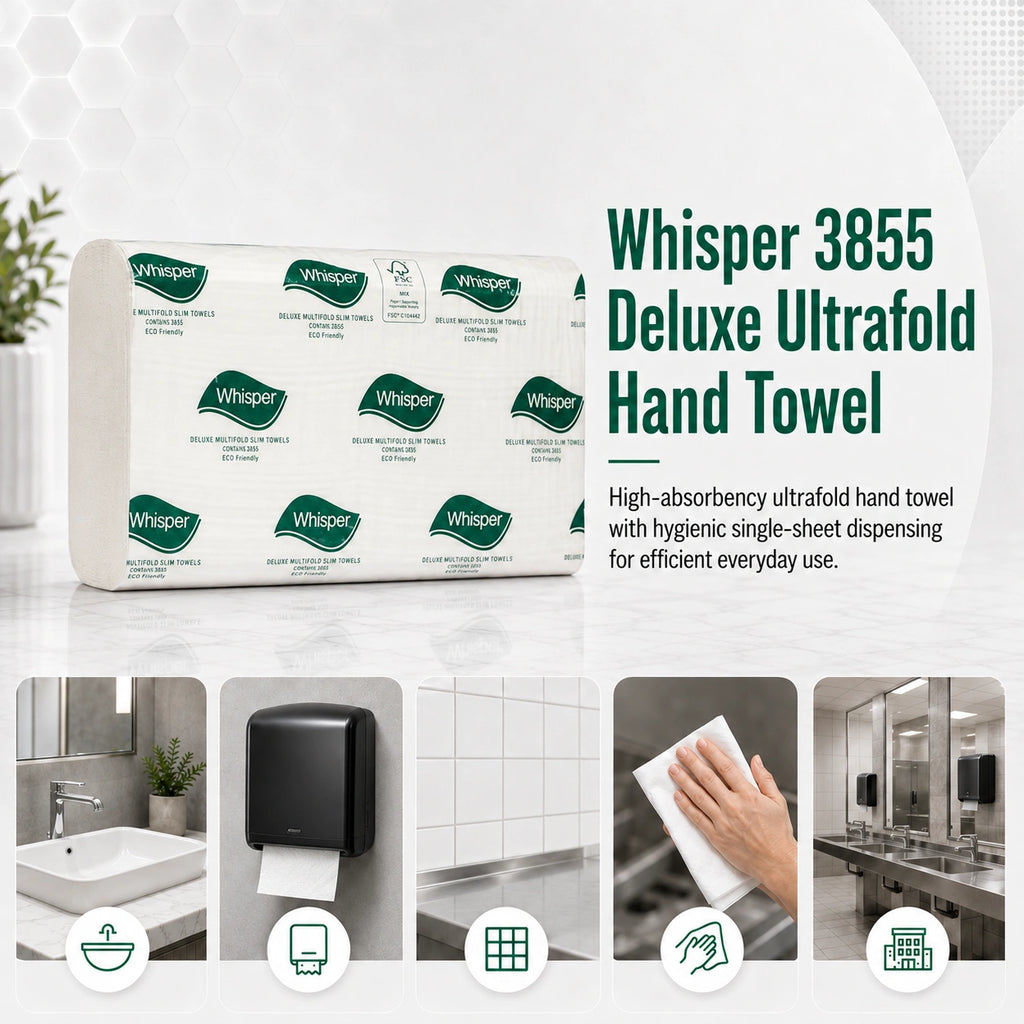 Whisper 3855 Deluxe Ultrafold Hand Towel (1 Ply 20 Packs x 200S/Pack)