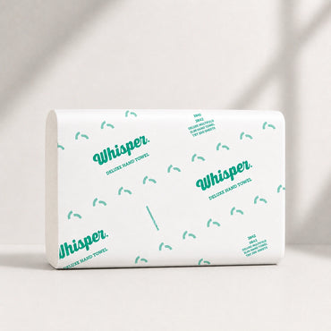 Whisper Deluxe Multifold Slim Hand Towel 1PLY 4000 sheet (20 Packs x 200S/Pack) - 3842