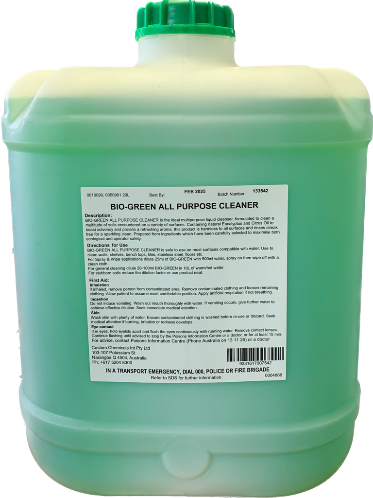 Biogreen All Purpose Cleaner 20L – Chemox Chemicals Australia
