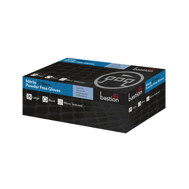 Bastion Nitrile Ultra Soft Black Powder Free Gloves Large Micro Textured 100 Pcs