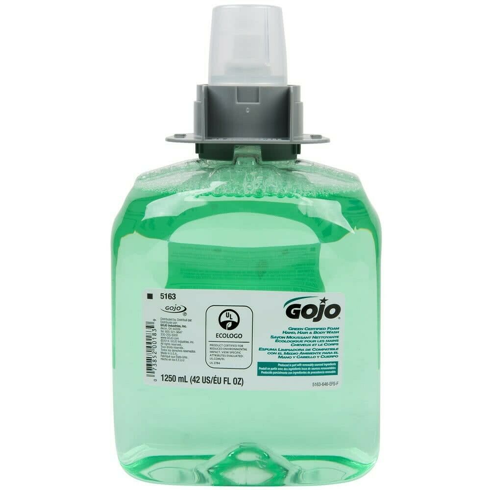 GOJO 5163-04 Green Certified Foam Hand Hair & Body Wash 1250 mL (Pack of 4)