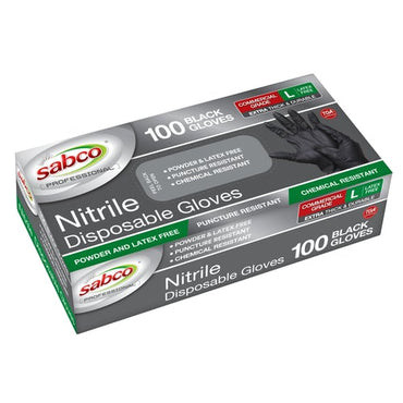 Sabco Nitrile Gloves Large Black 100 Pcs