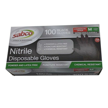 Sabco Nitrile Gloves Medium Black 100 Pcs