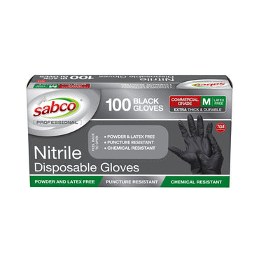 Sabco Nitrile Gloves Medium Black 100 Pcs