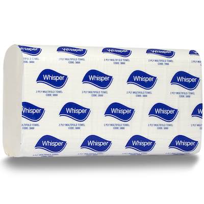 Whisper 3824 Superior Soft Ultraslim Hand Towel (1 Ply 16Packs x 150S/Pack)